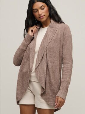 Barefoot Dreams CozyChic Lite Open-Front Cardigan - Taupe